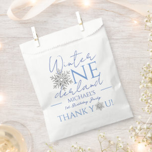 Winter ONEderland Minimalist Boy 1st Birthday Favour Bag