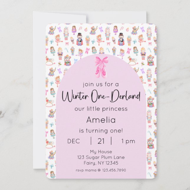 Winter OneDerland Nutcracker 1st Birthday Photo Invitation (Front)