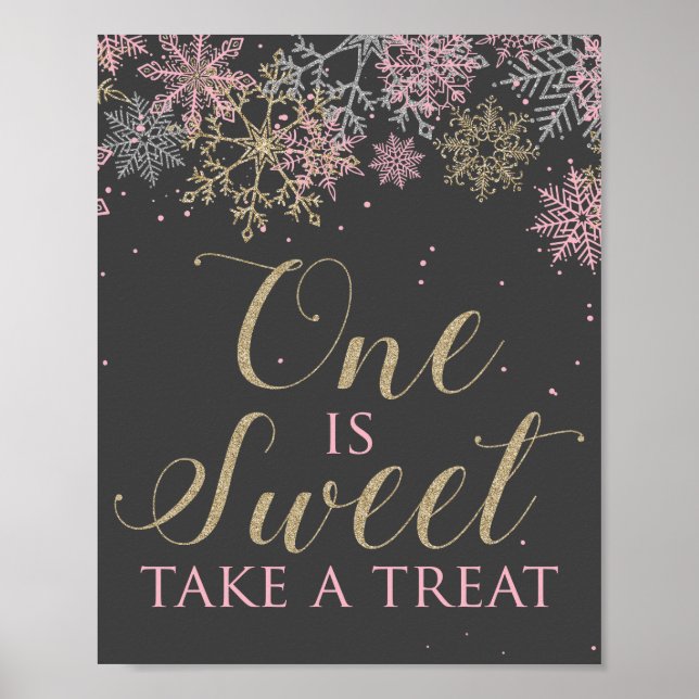 Winter Onederland One is Sweet Take a treat sign (Front)