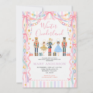 Winter Onederland Pastel Nutcracker First Birthday Invitation
