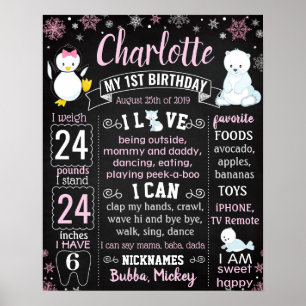 Winter Onederland Penguin First Birthday sign