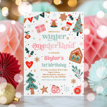 Winter ONEderland Pink Christmas Birthday Party Invitation<br><div class="desc">Winter ONEderland Pink Christmas Birthday Party Invitation</div>