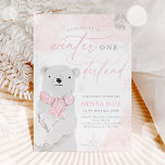 Winter Onederland Pink Polar Bear Birthday  Invitation<br><div class="desc">Winter Onederland Pink Polar Bear Birthday Invitation</div>