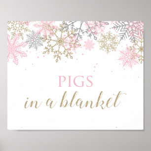 Winter Onederland Pink Snowflake Food Sign 2