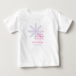 Winter Onederland Pink Snowflakes Modern T-Shirt