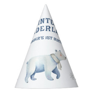 Winter Onederland Polar Bear 1st Birthday Party Hat