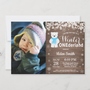 Winter Onederland Polar Bear Boy 1st Birthday Invitation