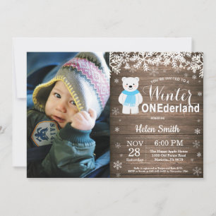 Winter Onederland Polar Bear Boy 1st Birthday Invitation