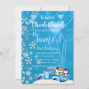 Winter Onederland premier Anniversaire Invitation