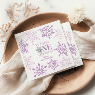 Winter Onederland Purple Snowflake 1st Birthday Napkin