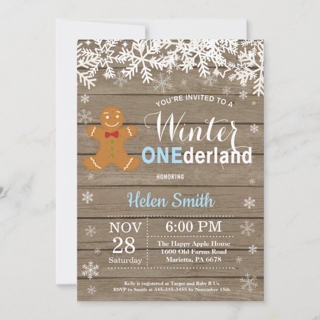 Winter Onederland Rustic Boy 1st Birthday Invitation (Front)