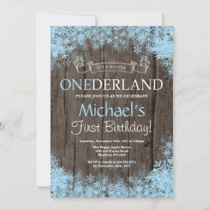 Winter Onederland Rustic Boy 1st Birthday Invitation