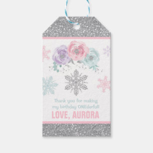 Winter ONEderland Silver Party Favour Thank You Gift Tags