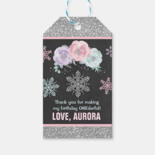 Winter ONEderland Silver Party Favour Thank You Ta Gift Tags