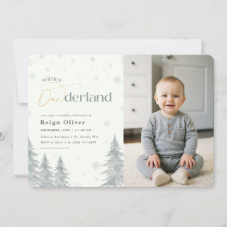 Winter Onederland Silver Snowflake 1st Birthday Invitation