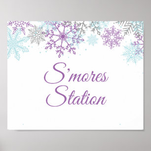 Winter Onederland S'mores Station Purple Poster