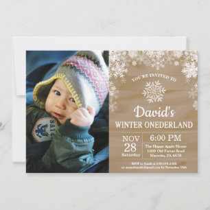 Winter Onederland Snowflake 1st Birthday Invitation