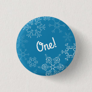 Winter Onederland Snowflake 1st Birthday Party 1 Inch Round Button