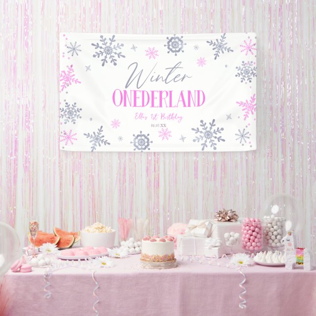 Winter ONEderland Snowflake 1st Birthday Party Banner (Party)