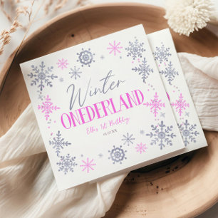Winter ONEderland Snowflake 1st Birthday Party Napkin