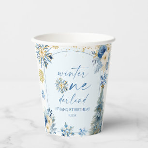 Winter Onederland Snowflake 1st Birthday Party Paper Cups