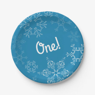 Winter Onederland Snowflake 1st Birthday Party Paper Plate