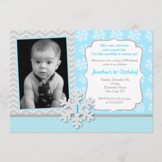 Winter Onederland Snowflake Birthday Invitation