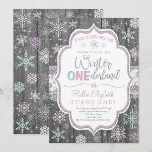 Winter ONEderland Snowflake Birthday Invitation