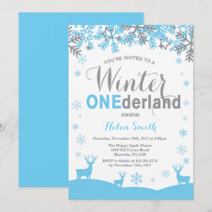Winter Onederland Snowflake Boy 1st Birthday Invitation