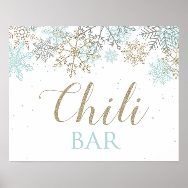 Winter Onederland Snowflake chili Bar Sign (Front)