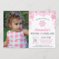 Winter Onederland Snowflake Pink Girl 1st Birthday