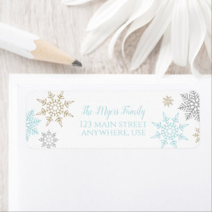 Winter Onederland snowflake return address label