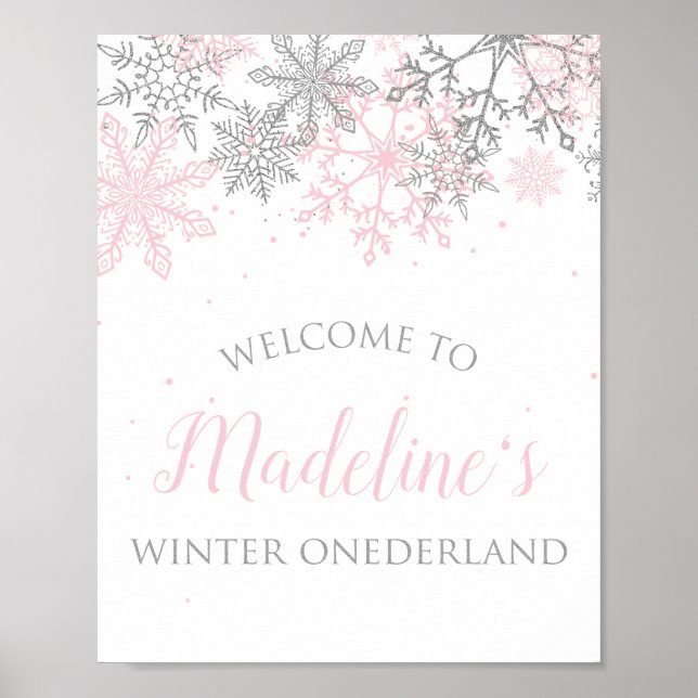 Winter ONEderland snowflake Welcome Sign (Front)