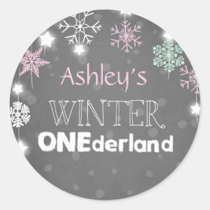 Winter onederland Snowflakes Envelope seal pink