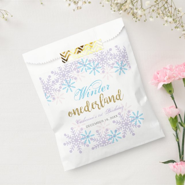 Winter Onederland Snowflakes Holiday Birthday Favour Bag (Sealed)