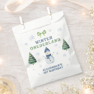 Winter Onederland Snowman 1st Birthday  Favour Bag