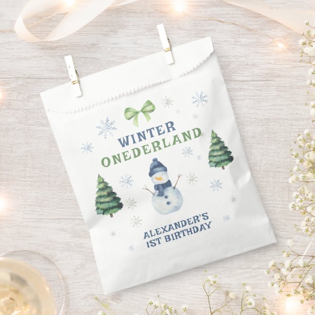 Winter Onederland Snowman 1st Birthday  Favour Bag (Clipped)