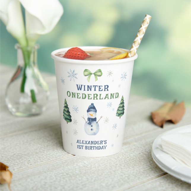 Winter Onederland Snowman 1st Birthday  Paper Cups (Insitu)