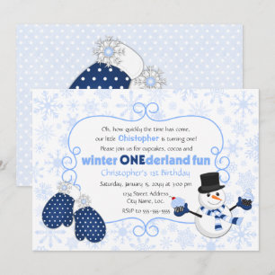 Winter ONEderland Snowman Birthday Invitation