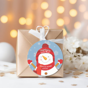 Winter Onederland snowman boy 1st birthday Favours Classic Round Sticker