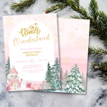 Winter ONEderland Snowman Girl 1st Pink Birthday
