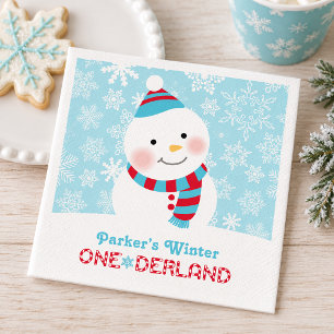 Winter ONEderland Snowman Snowflake Birthday Napkin