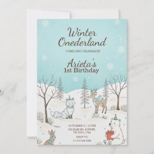 Winter Onederland themed birthday invitation