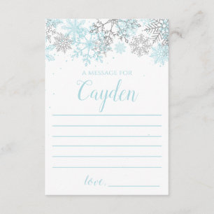 Winter Onederland Time Capsule message blue silver Enclosure Card