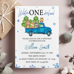 Winter Onederland Truck Birthday Invitation