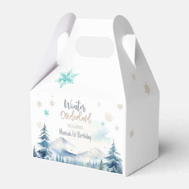 Winter onederland wonderful birthday favor box (Front Side)