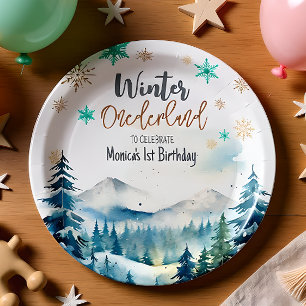 Winter onederland wonderful birthday paper plate