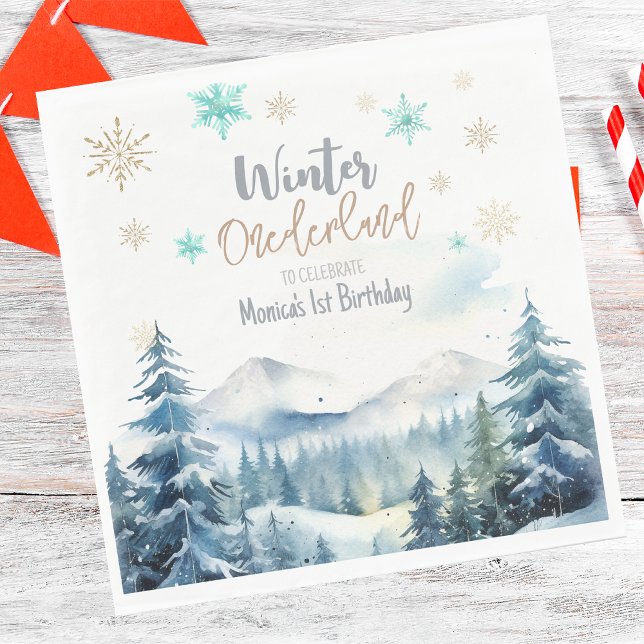 Winter onederland wonderful snow birthday napkin (Creator Uploaded)