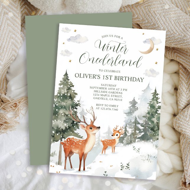 Winter Onederland Woodland  1st Birthday  Invitation (Creator Uploaded)