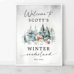 Winter ONEderland Woodland 1st Birthday Welcome Poster